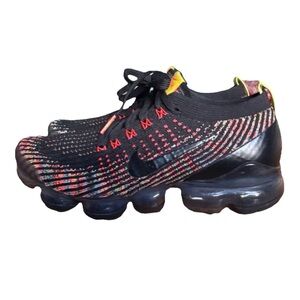 Nike Air VaporMax Flyknit in Black and Red with Multicolor Accents